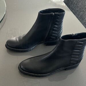 Neiman Marcus Black Quilted Leather Ankle Boots Size 8
